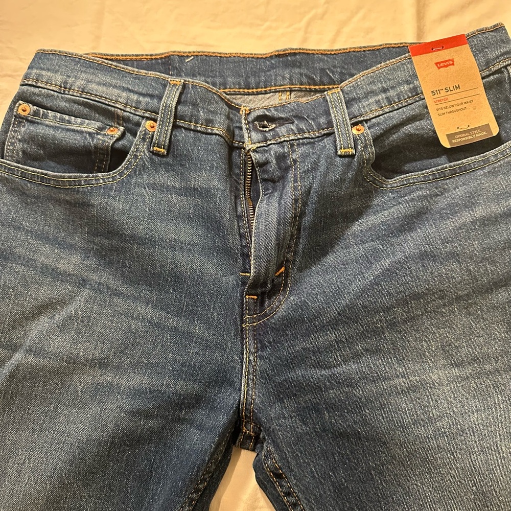 Levi's Blue Slim Jeans with Distressed Details